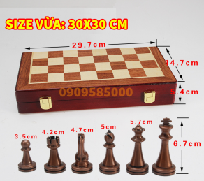 Bộ cờ vua hợp kim bàn gỗ tự nhiên cao cấp (nhiều size)